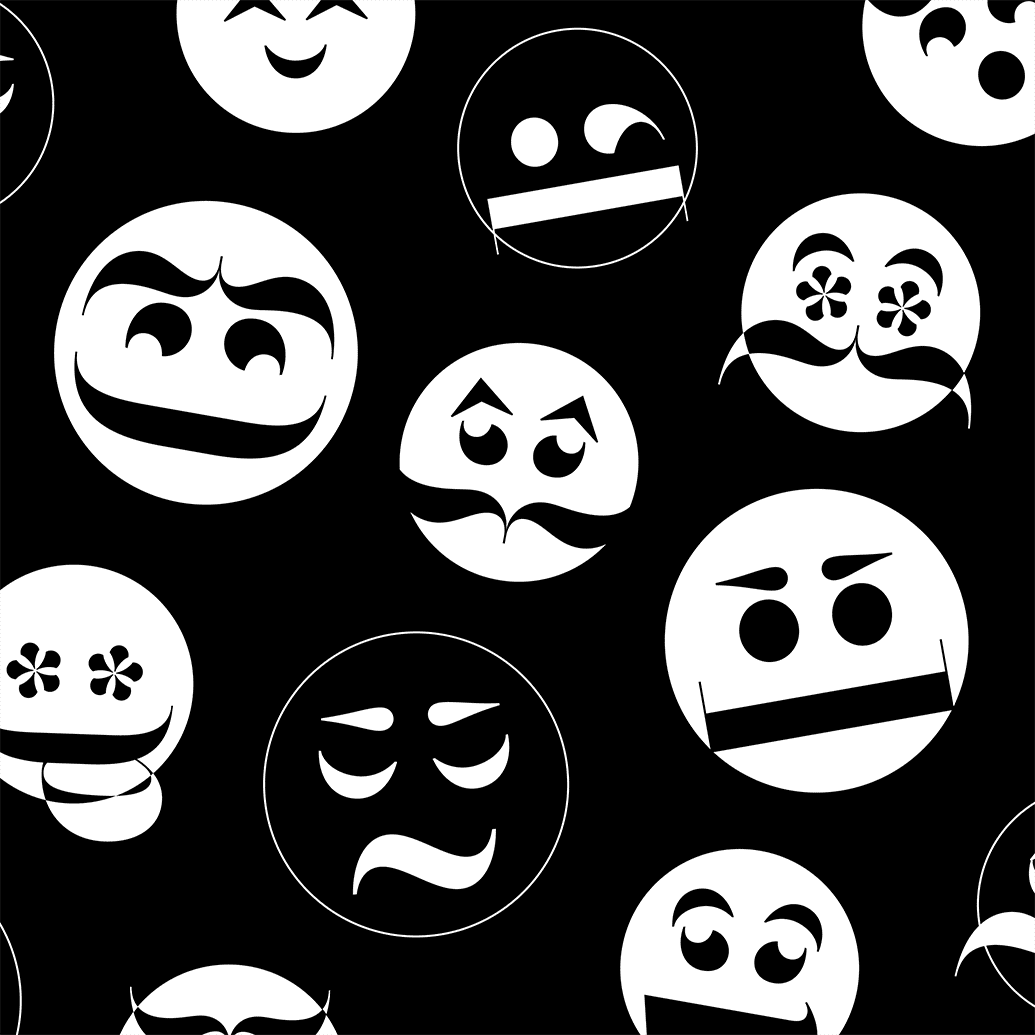 jeu-dico-charlotte-smague smileys et emojis noir pour l'application le jeu du dictionnaire UX UI par Charlotte Smague